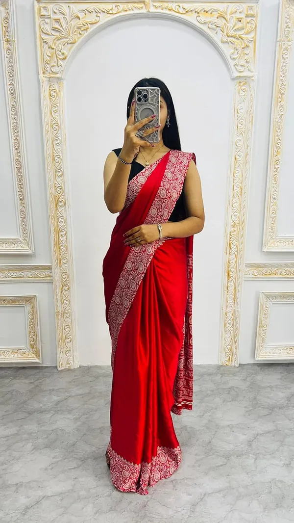 New_Red_Ajrakh_Modal_Silk_Saree__|_With_Blouse_Piece