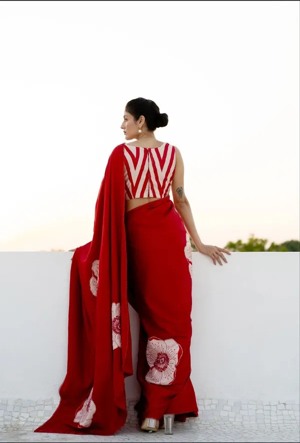 New_Red_Ajrakh_Modal_Silk_Saree__|_With_Blouse_Piece