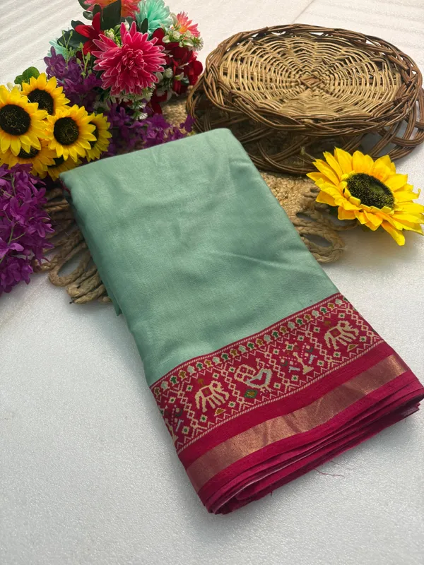 New_Traditional_Patola_Mal_Cotton_Saree__|_With_Blouse_Piece