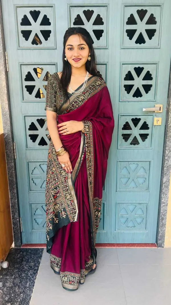 New_Traditional_Patola_Mal_Cotton_Saree__-_Rani_|_With_Blouse_Piece