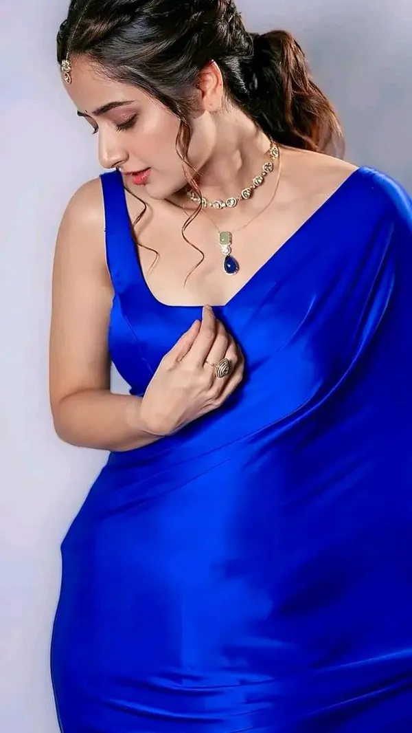 Royal_Blue_Japan_Satin_Silk_Saree__|_With_Blouse_Piece