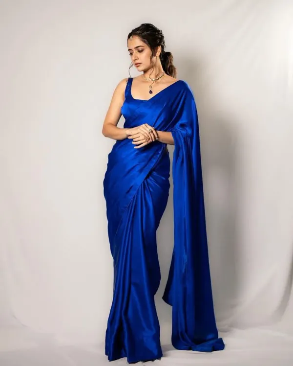 Royal_Blue_Japan_Satin_Silk_Saree__|_With_Blouse_Piece
