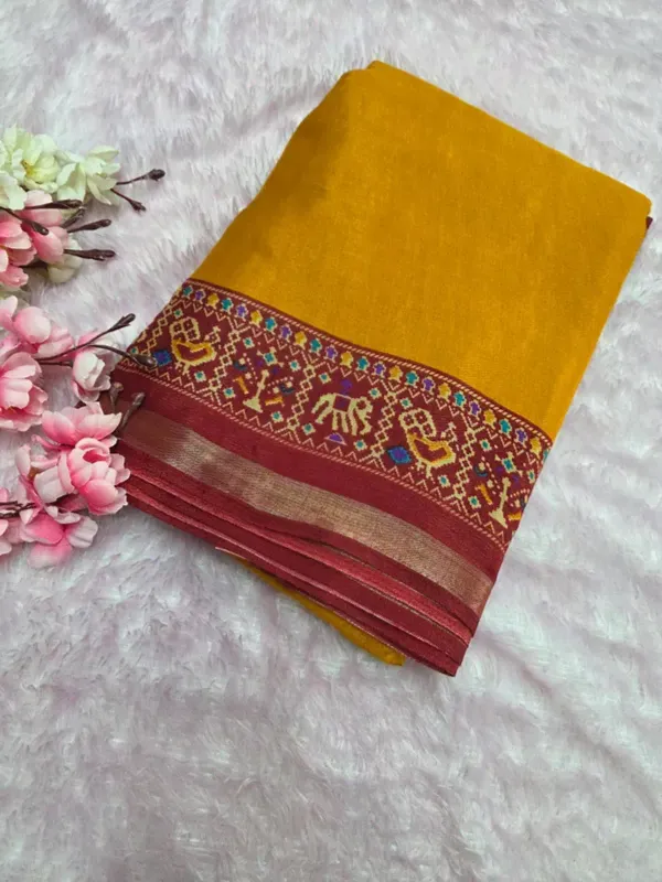 Traditional_Patola_Border_Saree_With_Plain_Body_Dola_Silk_Saree_Yellow_|_With_Blouse_Piece