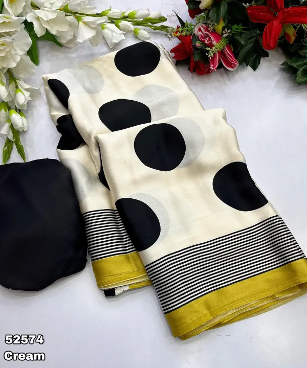 White_Ajrakh_Modal_Silk_Saree_With_Ball_Motif_Soft_And_Elegant_Ethnic_Wear_|_With_Blouse_Piece