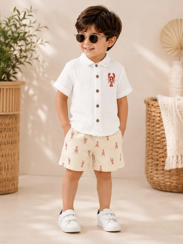 Peach_And_White_Premium_And_Elegant_Pure_Muslin_Co-Ord_Set_For_Boys