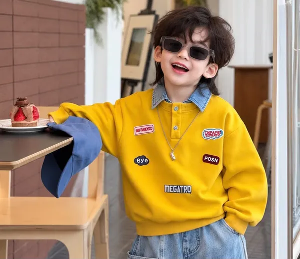 Yellow_Patch_Sweatshirt_&_Denim_Cargo_Pants_Set_for_Boys