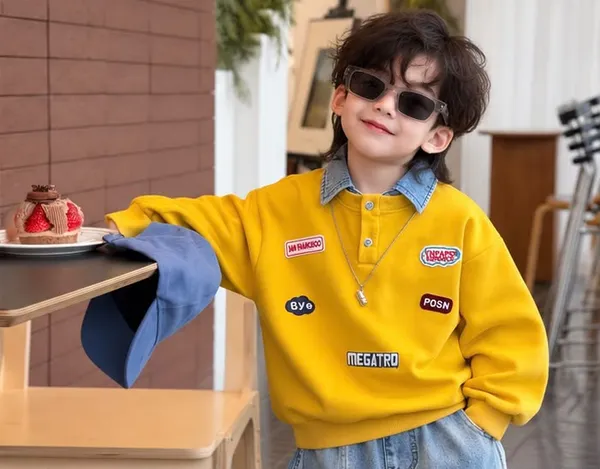 Yellow_Patch_Sweatshirt_&_Denim_Cargo_Pants_Set_for_Boys