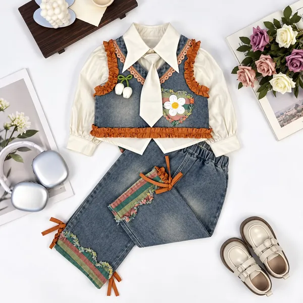 Denim_Vest_&_Tie_Blouse_Set_with_Embroidered_Pants