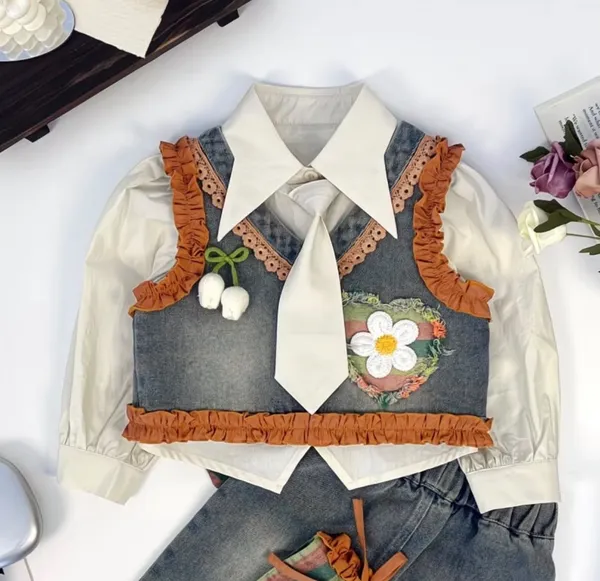 Denim_Vest_&_Tie_Blouse_Set_with_Embroidered_Pants