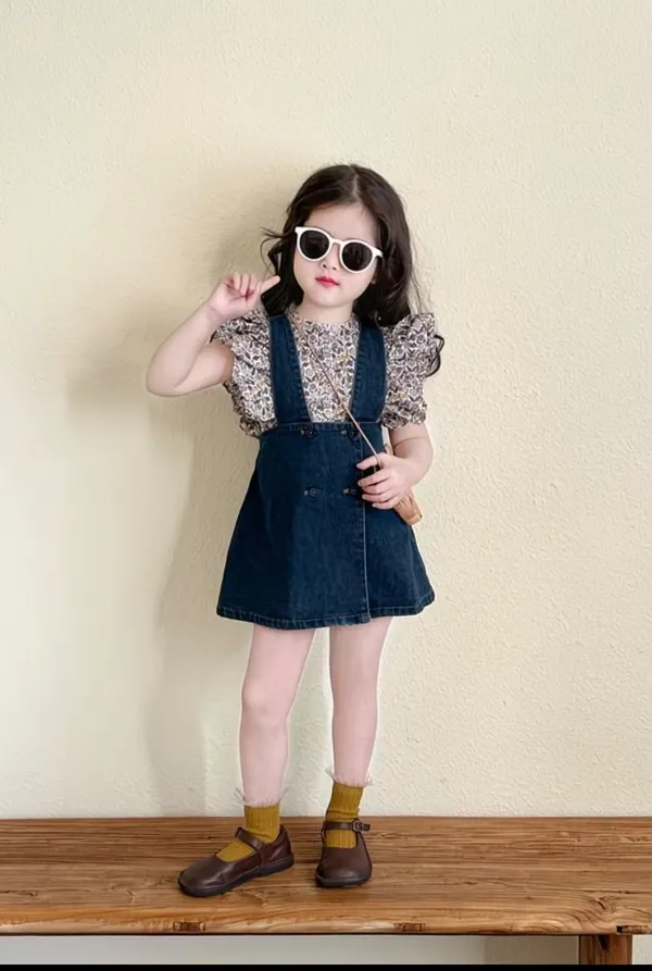 Floral_Blouse_&_Denim_Pinafore_Dress_Set_for_Girls