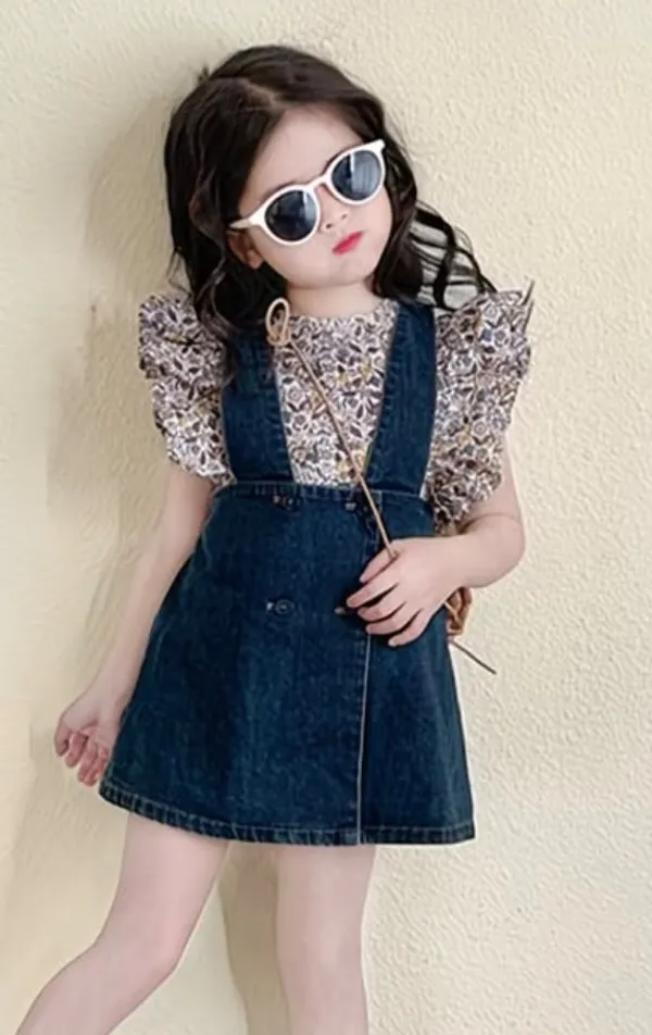Floral_Blouse_&_Denim_Pinafore_Dress_Set_for_Girls