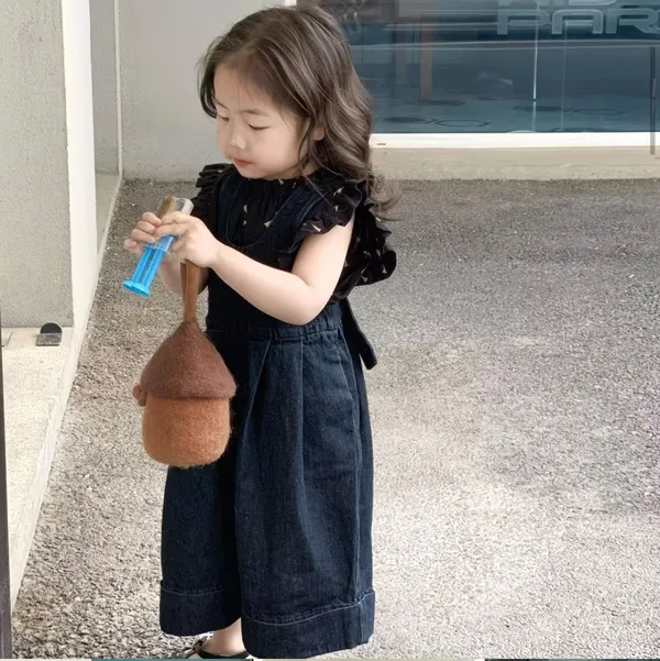 Floral_Ruffle_Top_&_Denim_Wide-Leg_Overalls_Set_for_Girls