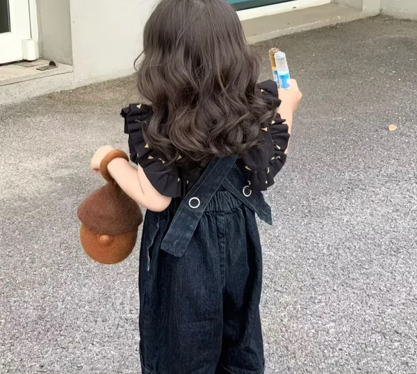 Floral_Ruffle_Top_&_Denim_Wide-Leg_Overalls_Set_for_Girls