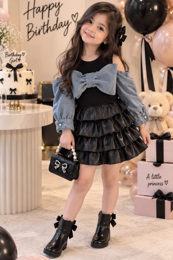 Denim_Bow_Cold-Shoulder_Dress_with_Tiered_Ruffle_Skirt
