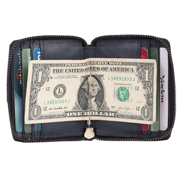 Blue_Cowhide_Leather_Card_Holder_With_Money_Clip_For_Men