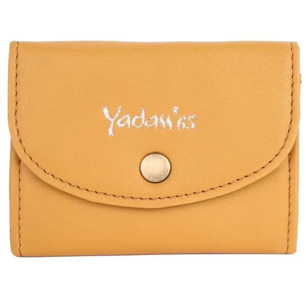Yellow_Faux_Leather_Snap_Bi-Fold_Mini_Wallet_For_Women