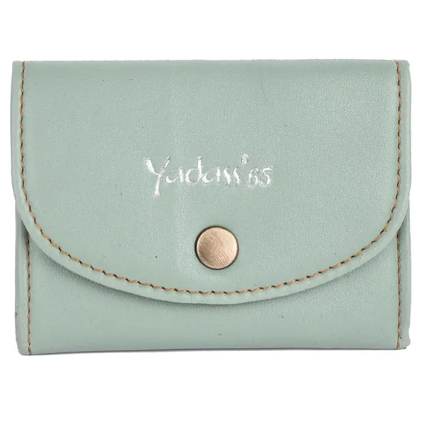 Blue_Faux_Leather_Snap_Bi-Fold_Mini_Wallet_For_Women