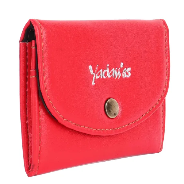 Red_Faux_Leather_Snap_Bi-Fold_Mini_Wallet_For_Women