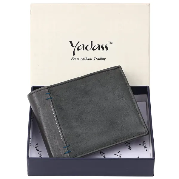 Grey_Cowhide_Leather_Button_Bi-Fold_Wallet_For_Men