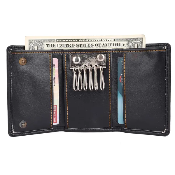 Black_Faux_Leather_Magnetic_Trifold_Wallet_With_Key_Holder