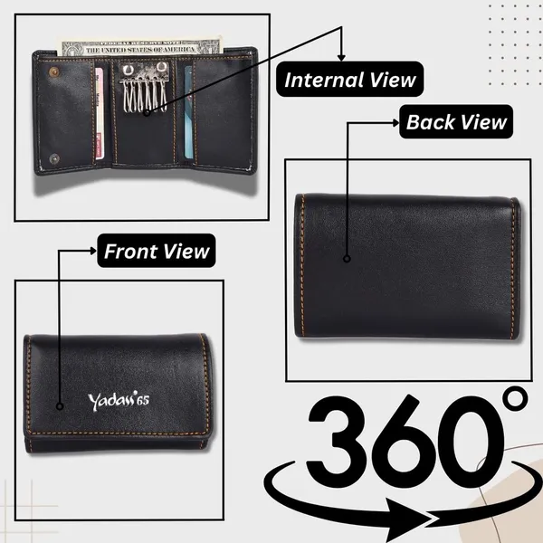 Black_Faux_Leather_Magnetic_Trifold_Wallet_With_Key_Holder