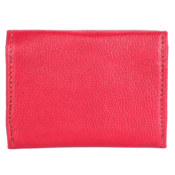 Pink_Faux_Leather_Snap_Bi-Fold_Mini_Wallet_For_Women