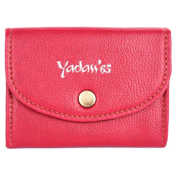 Pink_Faux_Leather_Snap_Bi-Fold_Mini_Wallet_For_Women