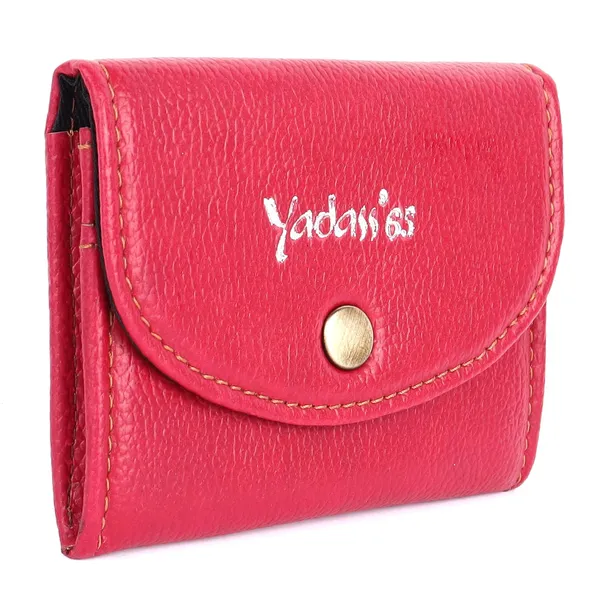 Pink_Faux_Leather_Snap_Bi-Fold_Mini_Wallet_For_Women