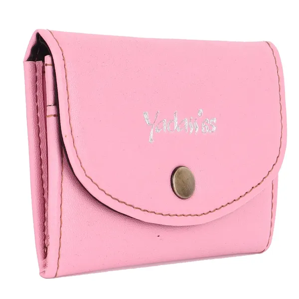 Pink_Faux_Leather_Snap_Mini_Wallet_For_Women