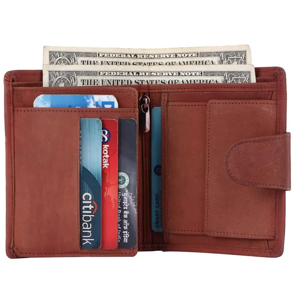 Tan_Cowhide_Leather_Magnetic_Bi-Fold_Wallet_For_Men