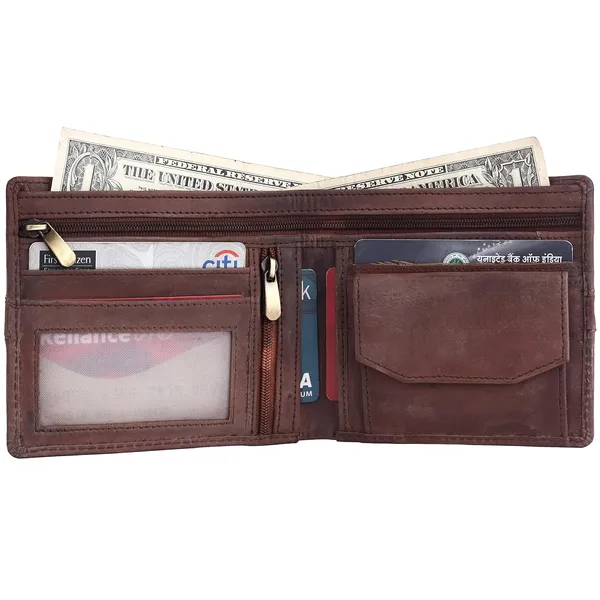 Brown_Cowhide_Leather_Magnetic_Bi-Fold_Wallet_For_Men
