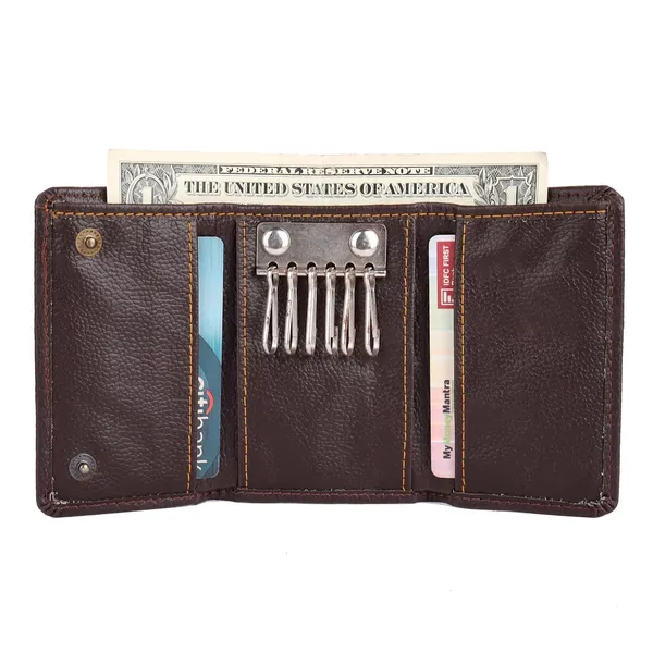 Brown_Faux_Leather_Zipper_Key_Pouch_For_Unisex