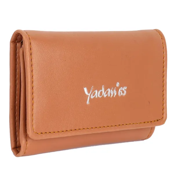Tan_Faux_Leather_Zipper_Key_Pouch_For_Unisex