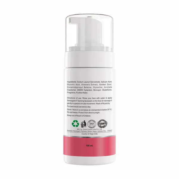 Swissglam_F_Foaming_Face_Wash_|_Designed_To_Purify,_Exfoliate,_And_Rejuvenate_Skin_|_Best_For_Acne_Treatment_|_For_Oily,_Acne-Prone_&_Combination_Skin_Types_|_Enriched_With_Salicylic_Acid,_Glycolic_Acid,_Aloe_Vera_Extract,_Golden_Dust_And_Glutathione_|_100Ml