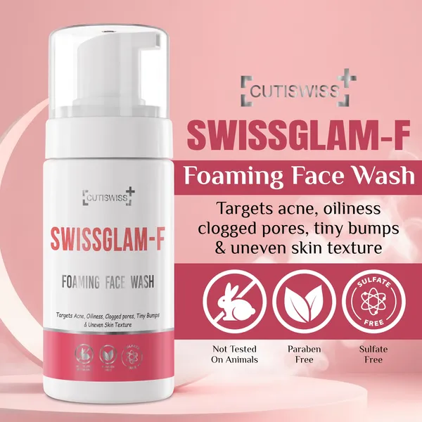 Swissglam_F_Foaming_Face_Wash_|_Designed_To_Purify,_Exfoliate,_And_Rejuvenate_Skin_|_Best_For_Acne_Treatment_|_For_Oily,_Acne-Prone_&_Combination_Skin_Types_|_Enriched_With_Salicylic_Acid,_Glycolic_Acid,_Aloe_Vera_Extract,_Golden_Dust_And_Glutathione_|_100Ml