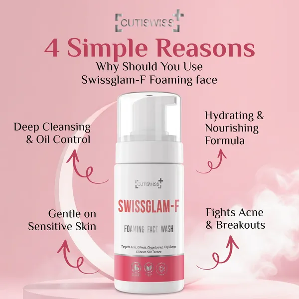 Swissglam_F_Foaming_Face_Wash_|_Designed_To_Purify,_Exfoliate,_And_Rejuvenate_Skin_|_Best_For_Acne_Treatment_|_For_Oily,_Acne-Prone_&_Combination_Skin_Types_|_Enriched_With_Salicylic_Acid,_Glycolic_Acid,_Aloe_Vera_Extract,_Golden_Dust_And_Glutathione_|_100Ml