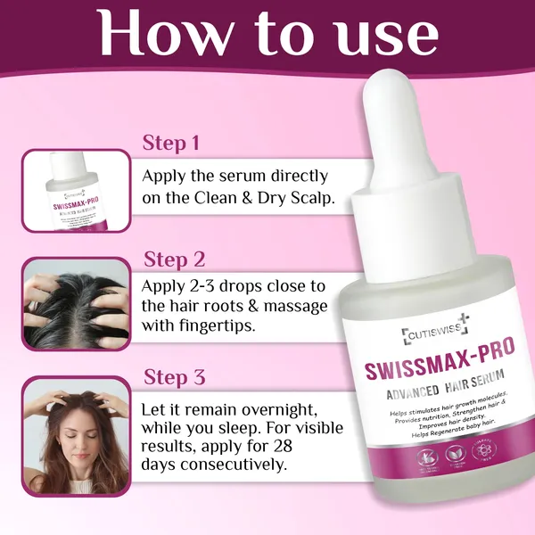 Swissmax-Pro_Advanced_Hair_Serum_|_Enriched_With_Niacinamide,_Biotin,_Chamomile,_Glycerin,_Redensyl,_Larix_Europaea_Wood_Extract,_Camellia_Sinensis_Leaf_Extract,_Apigenin,_Oleanolic_Acid,_Pisum_Sativum_Sprout_Extract_&_Capila_Longa_|_Calm,_Irritation_And_Inflammation_Free_Scalp_|_Targets_Hair_Thinning_&_Hair_Loss_|_30Ml