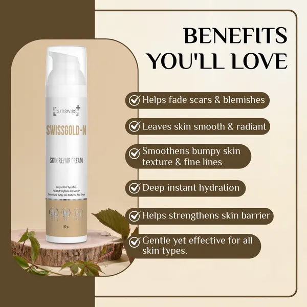 Swissgold-N_|_Skin_Repair_Cream_With_Glutathione,_Vitamin_A,_Vitamin_E,_Vitamin_C,_Glycerine,_Lactic_Acid,_Niacinamide_&_Glycine_Soja_Oil_|_Designed_To_Repair,_Nourish,_And_Rejuvenate_Skin_|_Helps_In_Skin_Concerns_Including_Dryness,_Dullness,_Pigmentation,_And_Premature_Aging_|_Skin_Repair_Cream_50Gm