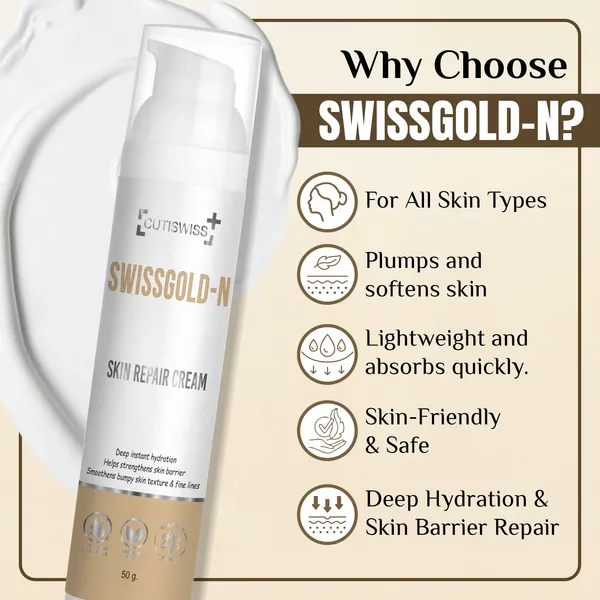 Swissgold-N_|_Skin_Repair_Cream_With_Glutathione,_Vitamin_A,_Vitamin_E,_Vitamin_C,_Glycerine,_Lactic_Acid,_Niacinamide_&_Glycine_Soja_Oil_|_Designed_To_Repair,_Nourish,_And_Rejuvenate_Skin_|_Helps_In_Skin_Concerns_Including_Dryness,_Dullness,_Pigmentation,_And_Premature_Aging_|_Skin_Repair_Cream_50Gm