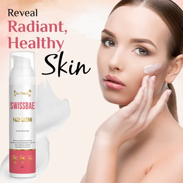 Swissbae_Face_Cream_|_Premium_Korean_Skincare_Product_That_Combines_Snail_Mucin,_Rice_Water,_Niacinamide,_Hyaluronic_Acid,_Ceramide,_Shea_Butter_&_Peptides_|_Rejuvenate,_Hydrate_&_Repair_Skin_|_Helps_Reduce_Signs_Of_Aging,_Improve_Skin_Texture_&_Brighten_Complexion_|_For_Smoother,_More_Youthful,_Soothing_&_Moist_Skin_|_50Gm