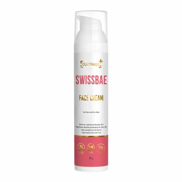 Swissbae_Face_Cream_|_Premium_Korean_Skincare_Product_That_Combines_Snail_Mucin,_Rice_Water,_Niacinamide,_Hyaluronic_Acid,_Ceramide,_Shea_Butter_&_Peptides_|_Rejuvenate,_Hydrate_&_Repair_Skin_|_Helps_Reduce_Signs_Of_Aging,_Improve_Skin_Texture_&_Brighten_Complexion_|_For_Smoother,_More_Youthful,_Soothing_&_Moist_Skin_|_50Gm