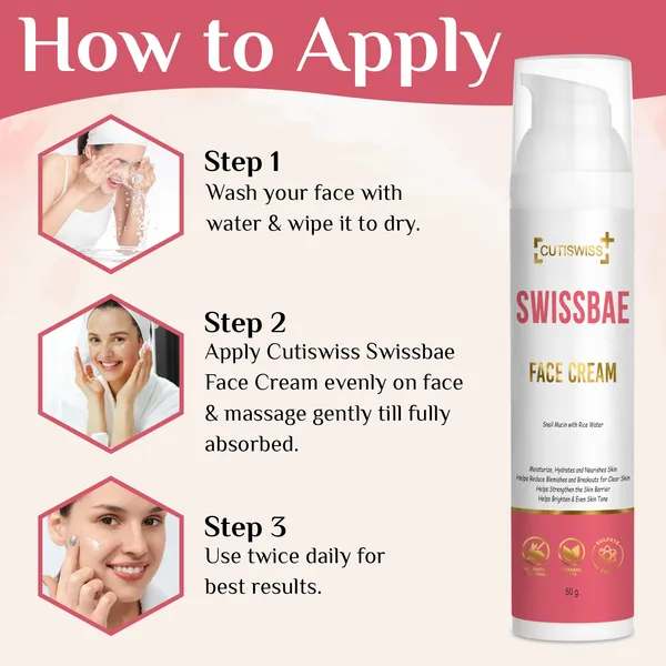 Swissbae_Face_Cream_|_Premium_Korean_Skincare_Product_That_Combines_Snail_Mucin,_Rice_Water,_Niacinamide,_Hyaluronic_Acid,_Ceramide,_Shea_Butter_&_Peptides_|_Rejuvenate,_Hydrate_&_Repair_Skin_|_Helps_Reduce_Signs_Of_Aging,_Improve_Skin_Texture_&_Brighten_Complexion_|_For_Smoother,_More_Youthful,_Soothing_&_Moist_Skin_|_50Gm