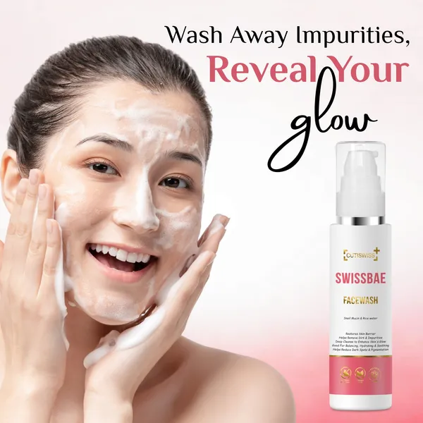 Swissbae_Facewash_|_Premium_Korean_Skincare_Product_Formulated_With_Active_Ingredients_Like_Snail_Mucin,_Rice_Water,_Vitamin_C,_Niacinamide,_Hyaluronic_Acid,_Aloe_Vera_Extract,_And_Allantoin_|_Provides_Deep_Cleansing,_Hydration,_Brightening_&_Youthful_Skin_Benefits_|_Added_Advantages_Of_Soothing_&_Calming_Irritated_Skin_|_100Ml