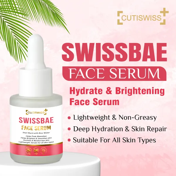 Swissbae_Face_Serum_|_Premium_Korean_Skincare_Product_That_Combines_The_Potent_Power_Of_Snail_Mucin,_Rice_Water,_Niacinamide,_Hyaluronic_Acid,_Licorice_Root_Extract_And_Allantoin_|_Offers_Highly_Effective_Solution_For_Rejuvenating,_Hydrating,_&_Brightening_Skin_|_Helps_Reduce_Fine_Lines,_Uneven_Skin_Tone_&_Improve_Skin_Texture_|_Helps_Combat_Aging,_Hyperpigmentation_&_Dryness_|_30Ml