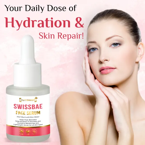 Swissbae_Face_Serum_|_Premium_Korean_Skincare_Product_That_Combines_The_Potent_Power_Of_Snail_Mucin,_Rice_Water,_Niacinamide,_Hyaluronic_Acid,_Licorice_Root_Extract_And_Allantoin_|_Offers_Highly_Effective_Solution_For_Rejuvenating,_Hydrating,_&_Brightening_Skin_|_Helps_Reduce_Fine_Lines,_Uneven_Skin_Tone_&_Improve_Skin_Texture_|_Helps_Combat_Aging,_Hyperpigmentation_&_Dryness_|_30Ml