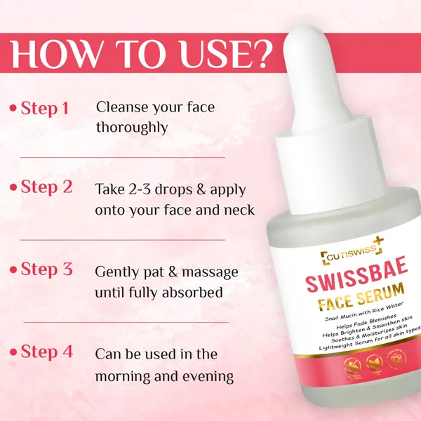 Swissbae_Face_Serum_|_Premium_Korean_Skincare_Product_That_Combines_The_Potent_Power_Of_Snail_Mucin,_Rice_Water,_Niacinamide,_Hyaluronic_Acid,_Licorice_Root_Extract_And_Allantoin_|_Offers_Highly_Effective_Solution_For_Rejuvenating,_Hydrating,_&_Brightening_Skin_|_Helps_Reduce_Fine_Lines,_Uneven_Skin_Tone_&_Improve_Skin_Texture_|_Helps_Combat_Aging,_Hyperpigmentation_&_Dryness_|_30Ml