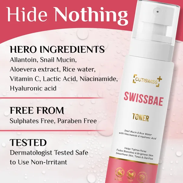 Swissbae_Toner_|_Premium_Korean_Skincare_Product_Formulated_With_Powerful_Ingredients_Like_Snail_Mucin,_Rice_Water,_Vitamin_C,_Niacinamide_&_Hyaluronic_Acid_|_Hydrates,_Brightens_&_Exfoliates_Skin_|_Provides_Soothing_&_Youthful_Benefits_|_Improves_Overall_Skin_Texture,_Leaving_It_Smooth,_Radiant_&_Healthy_|_100_Ml