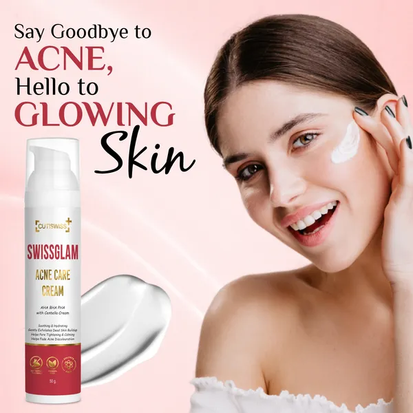 Swissglam_Acne_Care_Cream_|_AHA_BHA_PHA_|_Targets_Acne_Clogged_Pores,_Excess_Sebum,_Bacteria_&_Inflammation_|_Promotes_Skin_Renewal,_Reducing_Pigmentation_&_Restoring_Skin_Health_|_Perfect_Combination_Of_Lactic_Acid,_Niacinamide,_Glycolic_Acid,_Mandelic_Acid,_Centella_Asiatica_Extract,_Glutathione,_Kojic_Acid,_Vitamin_A,_Vitamin_C,_Vitamin_E,_Salicylic_Acid_&_Willow_Bark_Extract_|_50Gm