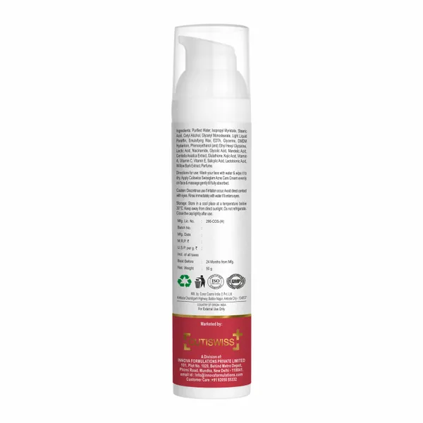 Swissglam_Acne_Care_Cream_|_AHA_BHA_PHA_|_Targets_Acne_Clogged_Pores,_Excess_Sebum,_Bacteria_&_Inflammation_|_Promotes_Skin_Renewal,_Reducing_Pigmentation_&_Restoring_Skin_Health_|_Perfect_Combination_Of_Lactic_Acid,_Niacinamide,_Glycolic_Acid,_Mandelic_Acid,_Centella_Asiatica_Extract,_Glutathione,_Kojic_Acid,_Vitamin_A,_Vitamin_C,_Vitamin_E,_Salicylic_Acid_&_Willow_Bark_Extract_|_50Gm