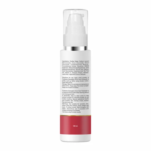 Swissglam_Acne_Care_Facewash_|_Contains_Ingredients_Like_Aloe_Vera_Extract,_Chamomile_Extract,_Papaya_Extract,_Green_Tea_Extract,_Salicylic_Acid,_Benzoyl_Peroxide,_Cucumber_Extract,_Allantoin_&_Vitamin_E_|_Designed_To_Combat_Acne_While_Providing_Additional_Skincare_Benefits_|_For_Smooth,_Radiant_&_Healthy_Skin_|_100Ml